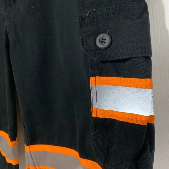Men’s Shorts High Vis Visibility Black & Orange Stripe SZ 34 Cargo Construction - Picture 6 of 7
